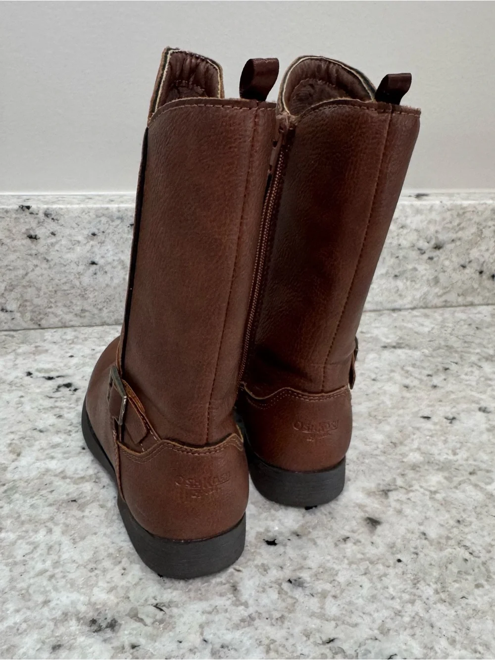 OshKosh B'gosh Brown Zipper Kids Buckle Boots